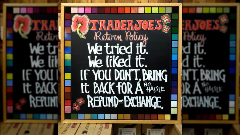 Trader Joe's return policy sign