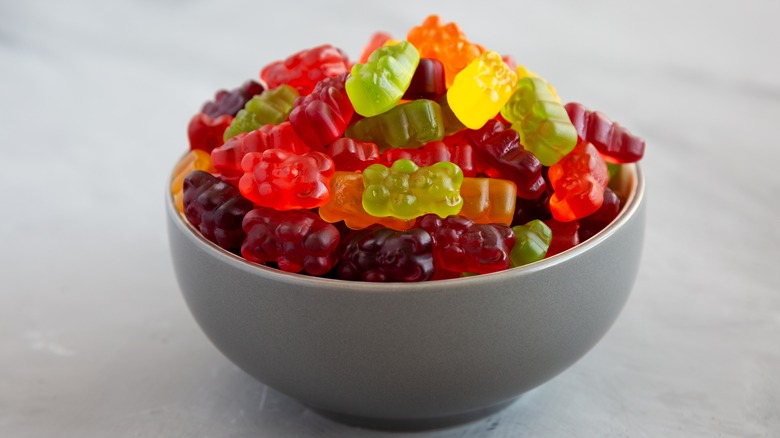 A dish of gummy bears