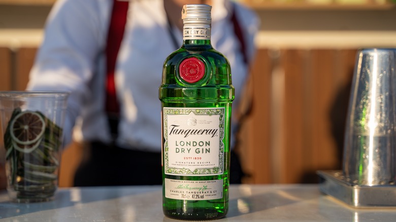 Bottle of Tanqueray London dry gin