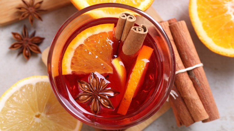 Spiced gin negroni cocktail with cinnamon