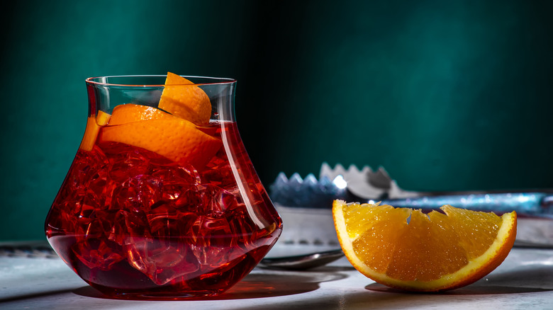 boulevardier cocktail with orange