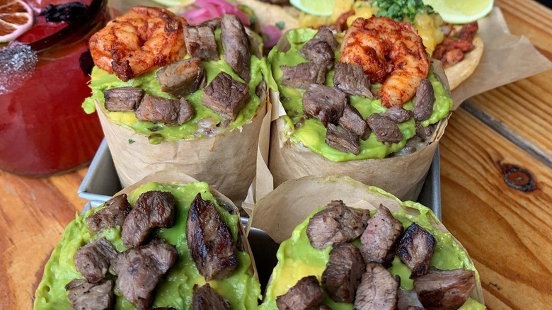 Burritos with meat and shrimp