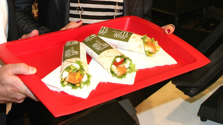 McDonald's Snack Wraps closeup on red tray