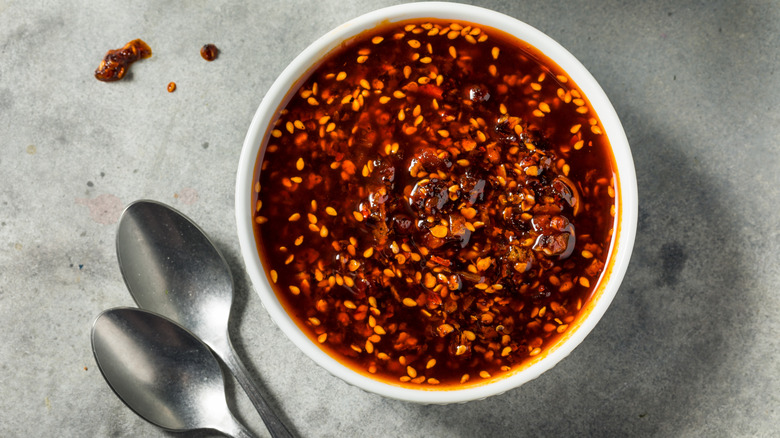 A bowl with chili crisp