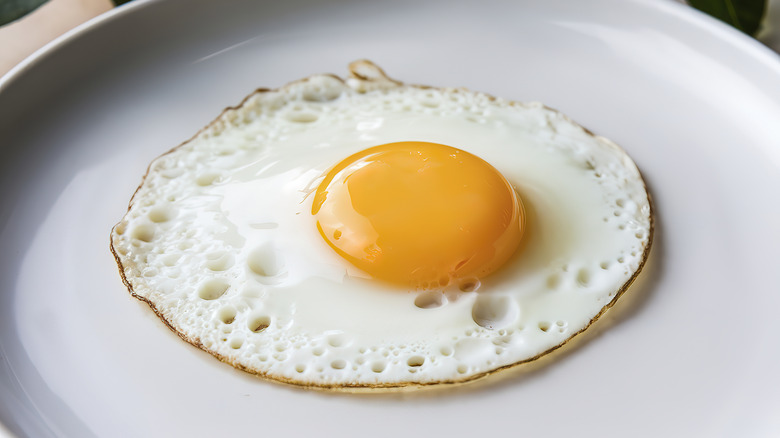 A fried egg on a plate