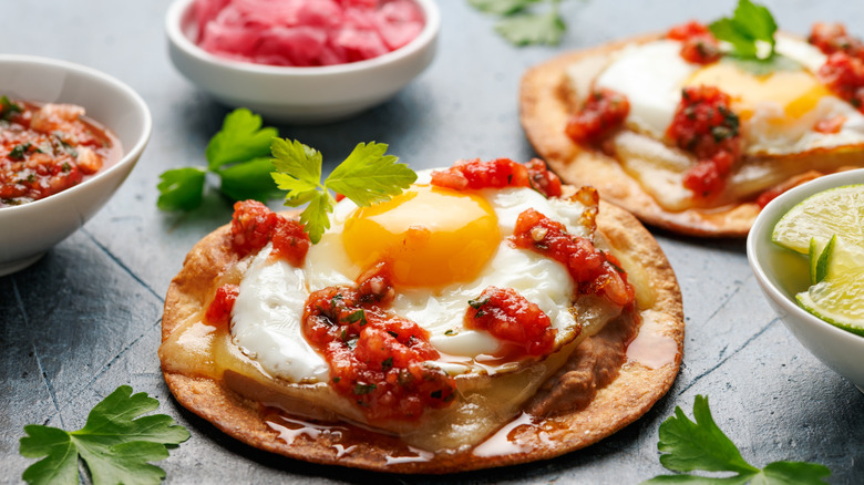 Huevos rancheros on a platter