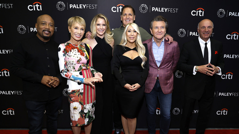 An assembly of Shark Tank sharks on the red carpet at PaleyFest NY