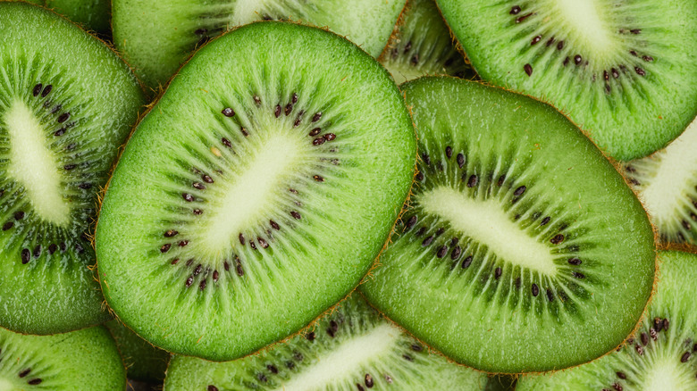 macro shot of kiwi slices