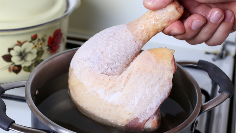 Cooking a frozen chicken leg