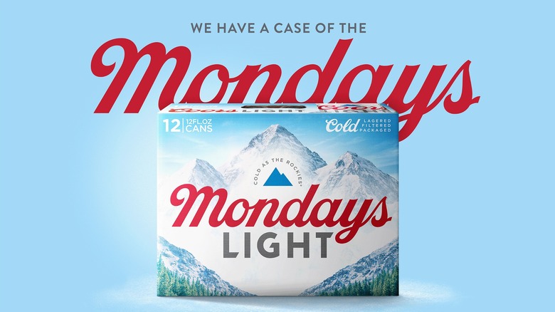 Coors Light packaged in case reading "Mondays Light"