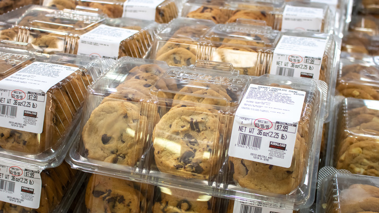 Packages of Costco chocolate chip cookies