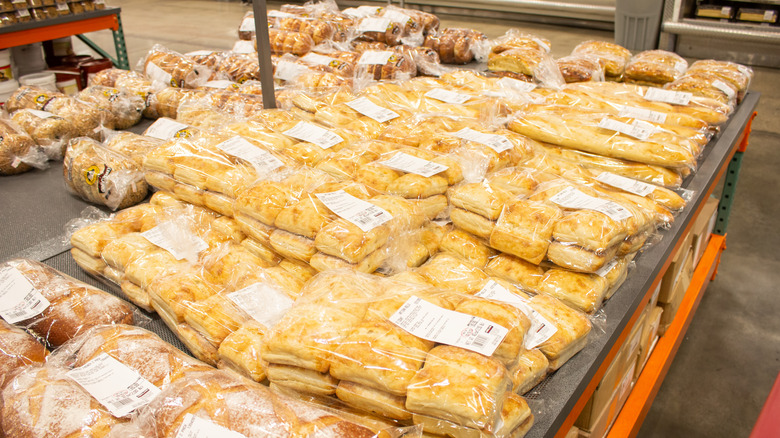 Packages of bread and rolls at Costco