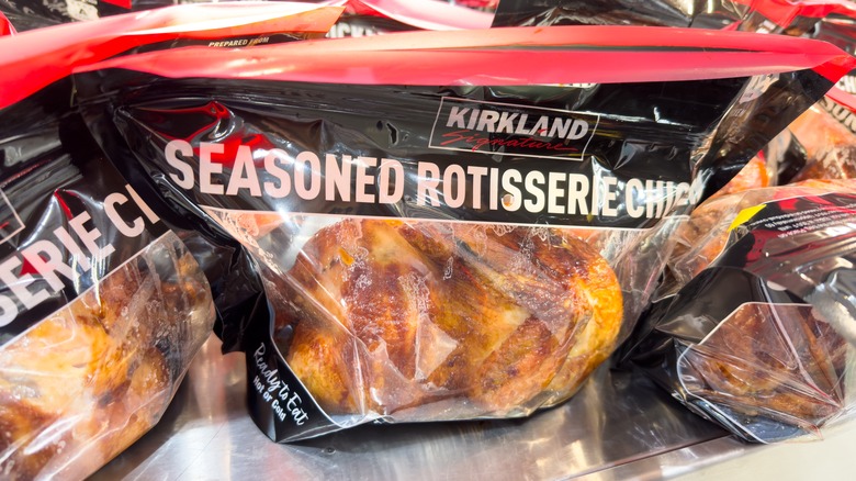 Bags of Costco rotisserie chicken