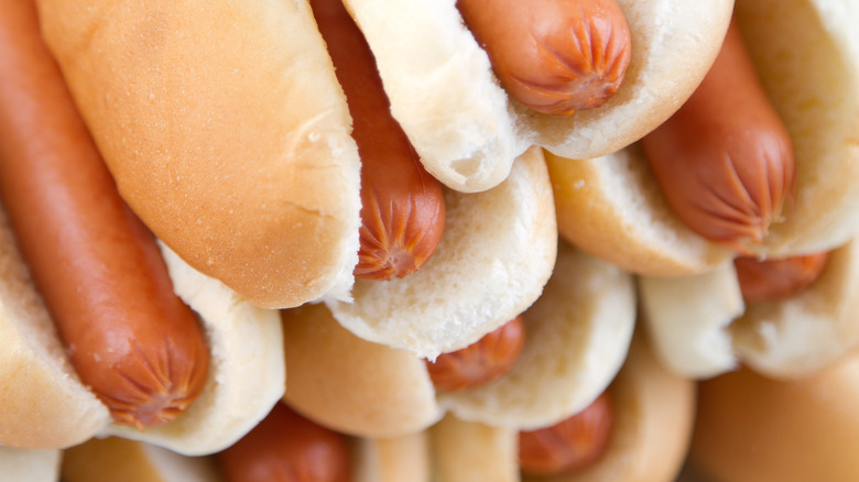 Costco hot dog with condiments