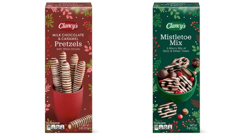 Clancy's Mistletoe Snack Mix and Milk Chocolate and Caramel Pretzels Gift Box