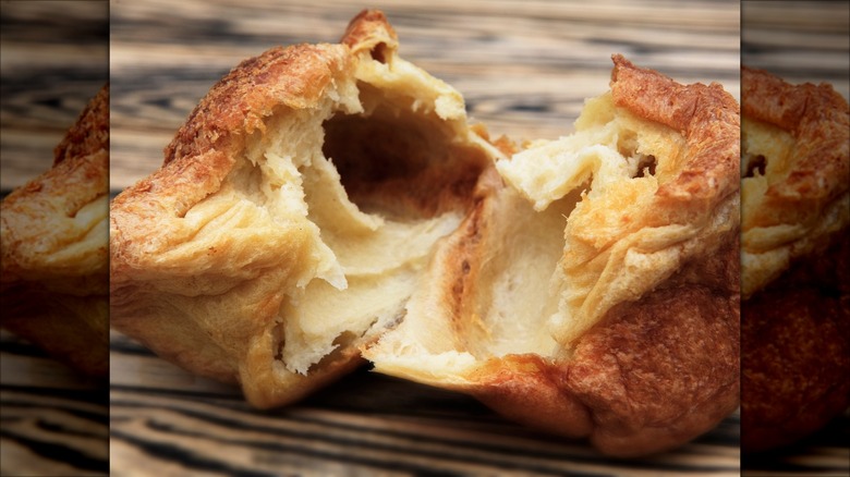 Small Yorkshire pudding pulled open
