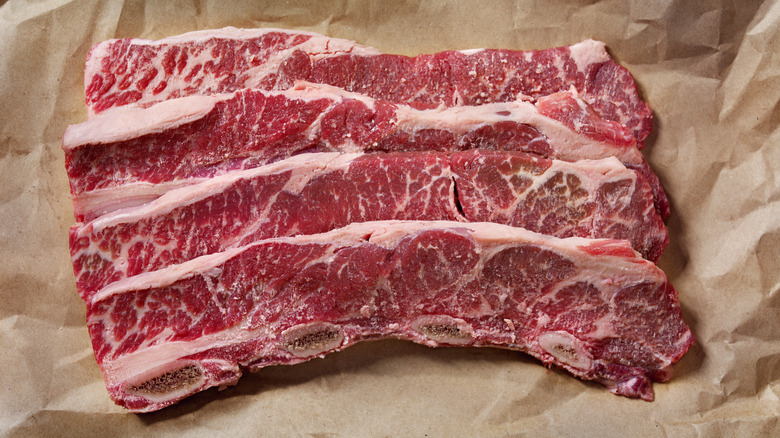 Thin Cut, Raw Beef Short Ribs