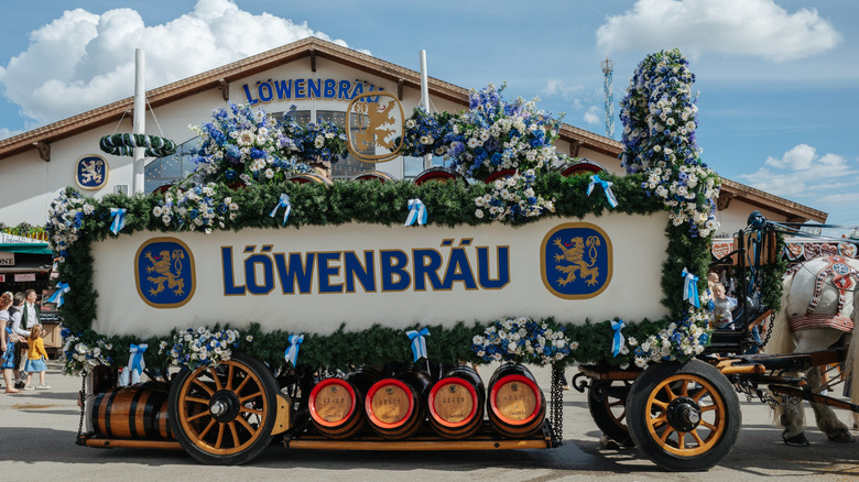 Lowenbrau horse and building