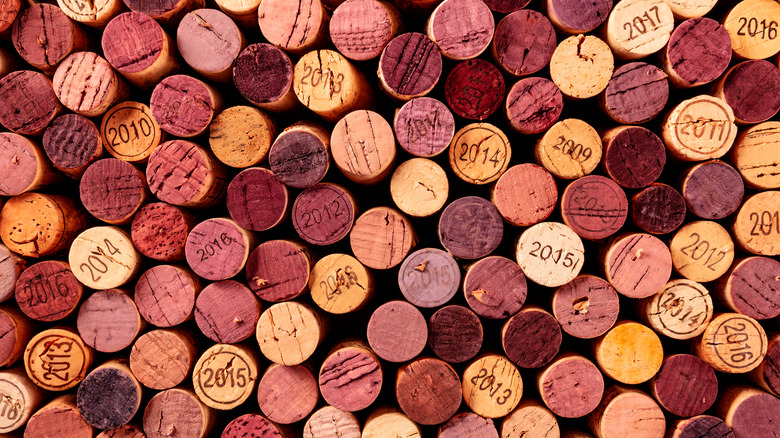 assortment of used wine corks