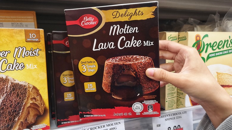 Cake mix on a store shelf