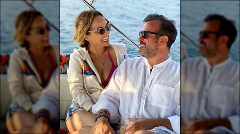 Shane Farley and Giada De Laurentiis on a boat