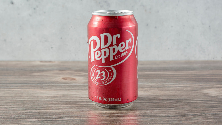 A can of Dr Pepper on a table