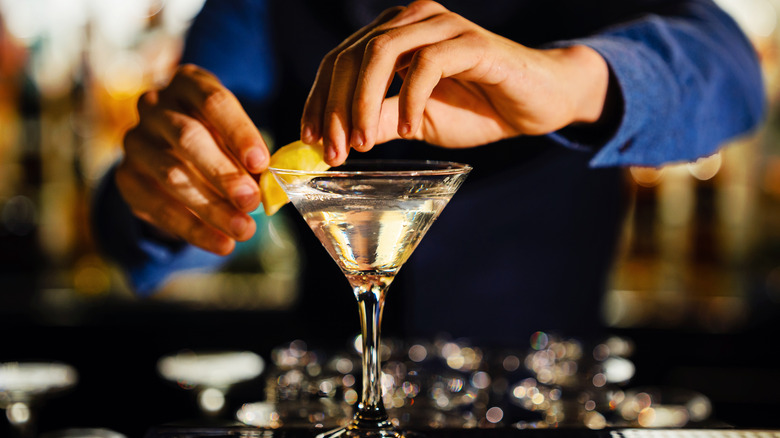 Bartender making a martini