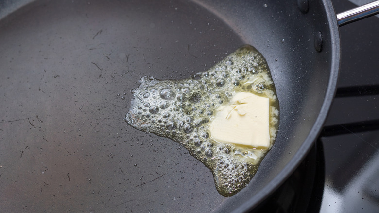 melting butter in pan