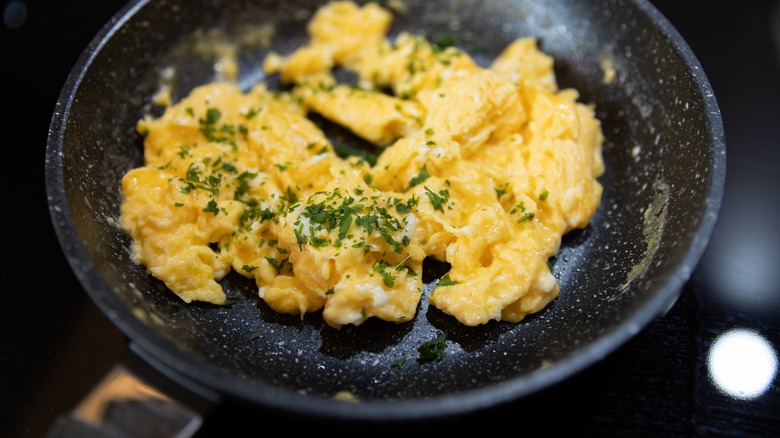 scrambled eggs in pan