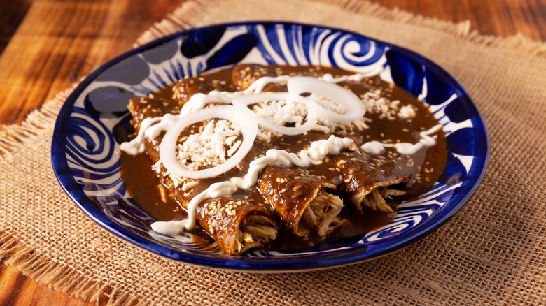 Chicken mole enchiladas with mayonnaise