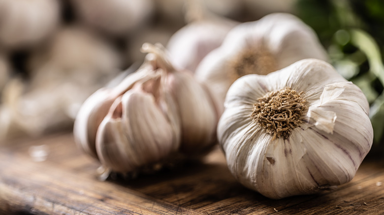 garlic heads on counter