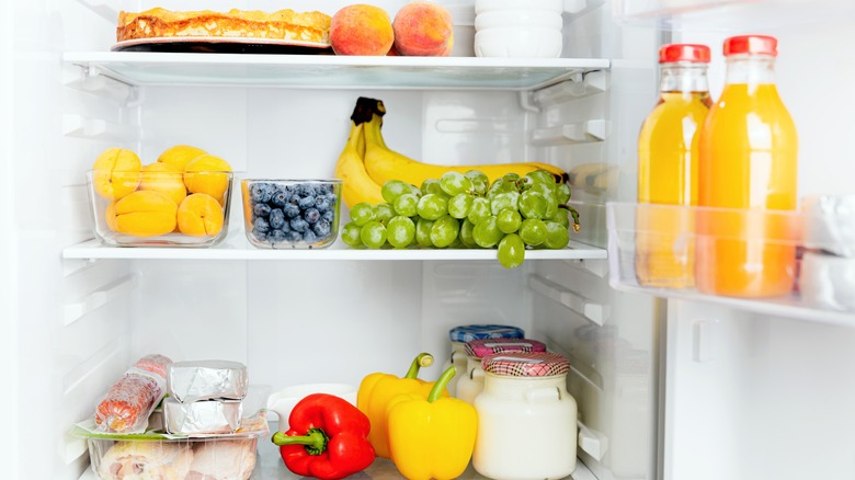 open refrigerator with food