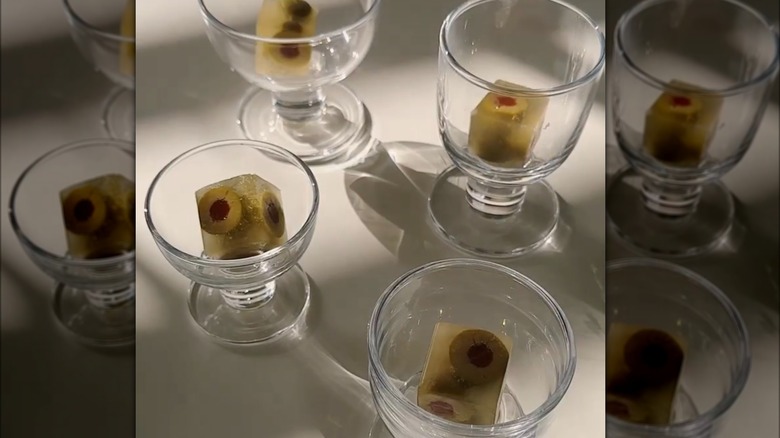 Olive ice cubes