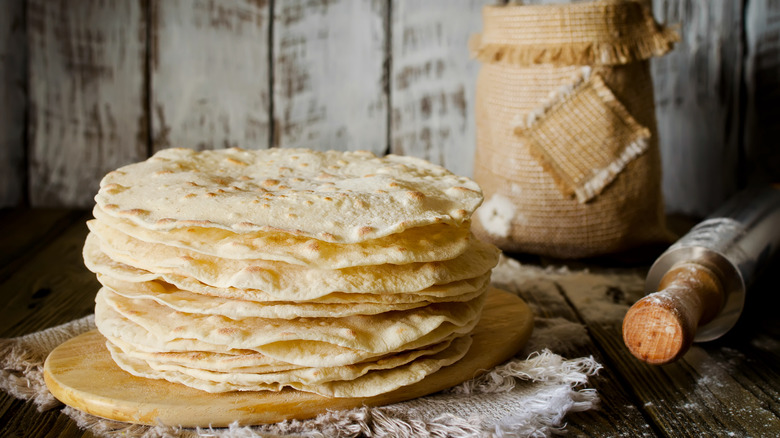 Stack of homemade tortillas