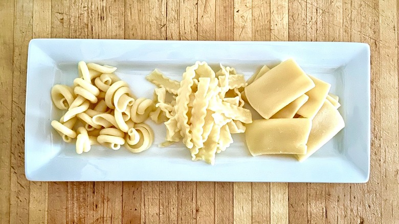 Trio of cooked pasta