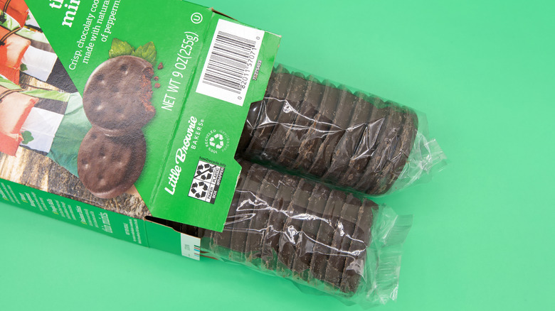 Opened box of Thin Mints cookies