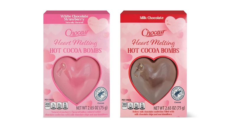 Two varieties of Choceur Heart-Shaped Cocoa Bombs