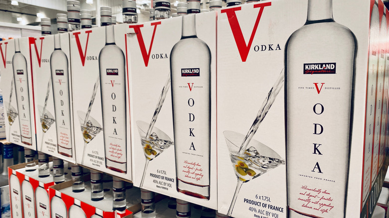 Kirkland Signature vodka on shelf