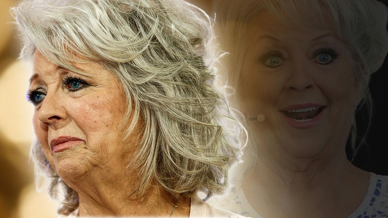 side by side photos of Paula Deen