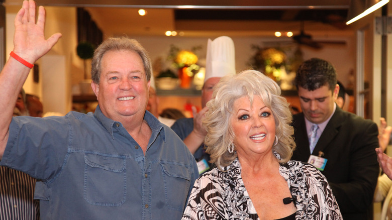 Earl Wayne Hiers Jr, known as Bubba, waving and standing next to his sister, Paula Deen