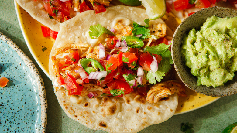 Authentic Mexican food with fresh tortillas, chunky salsa, and fresh guacamole