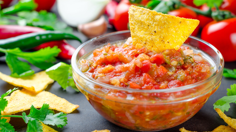 Tortilla chips with fresh Mexican salsa