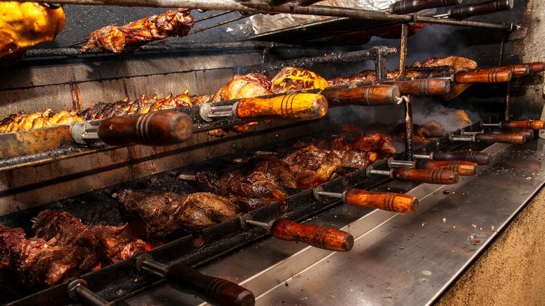 Various roasting meats in a Brazilian steakhouse