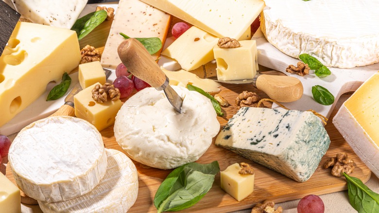 Variety of cheeses at room temperature