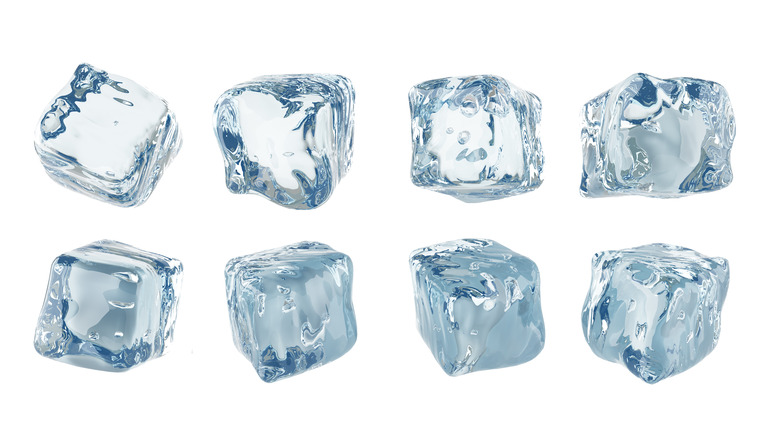 Ice cubes with a white background