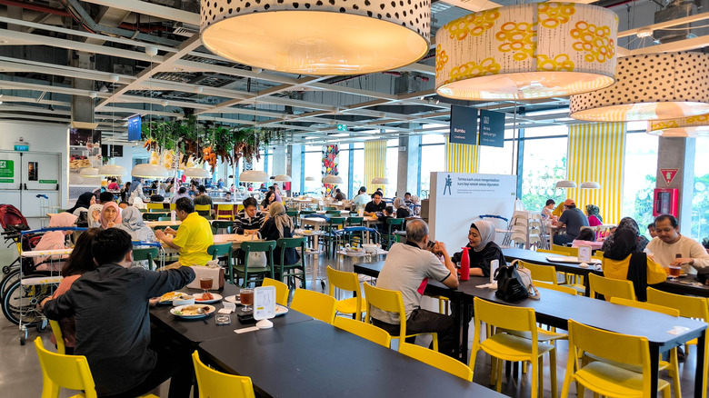 People dining inside cafeteria of Indonesian IKEA