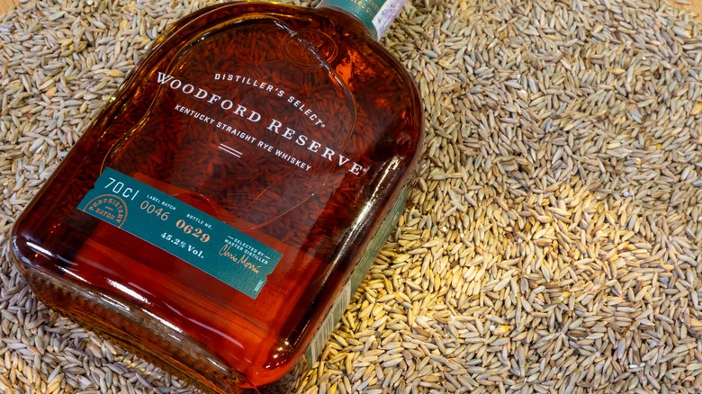 Bottle of Woodford Reserve rye whiskey