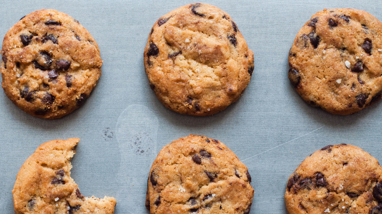 Pan of chocolate chip cookies.