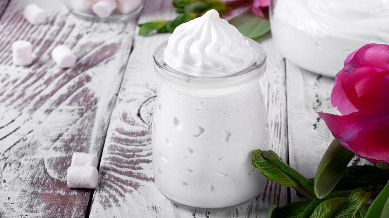 Marshmallow fluff in glass jar