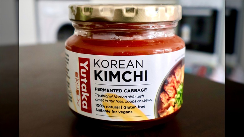 Jar of commercially made Korean kimchi